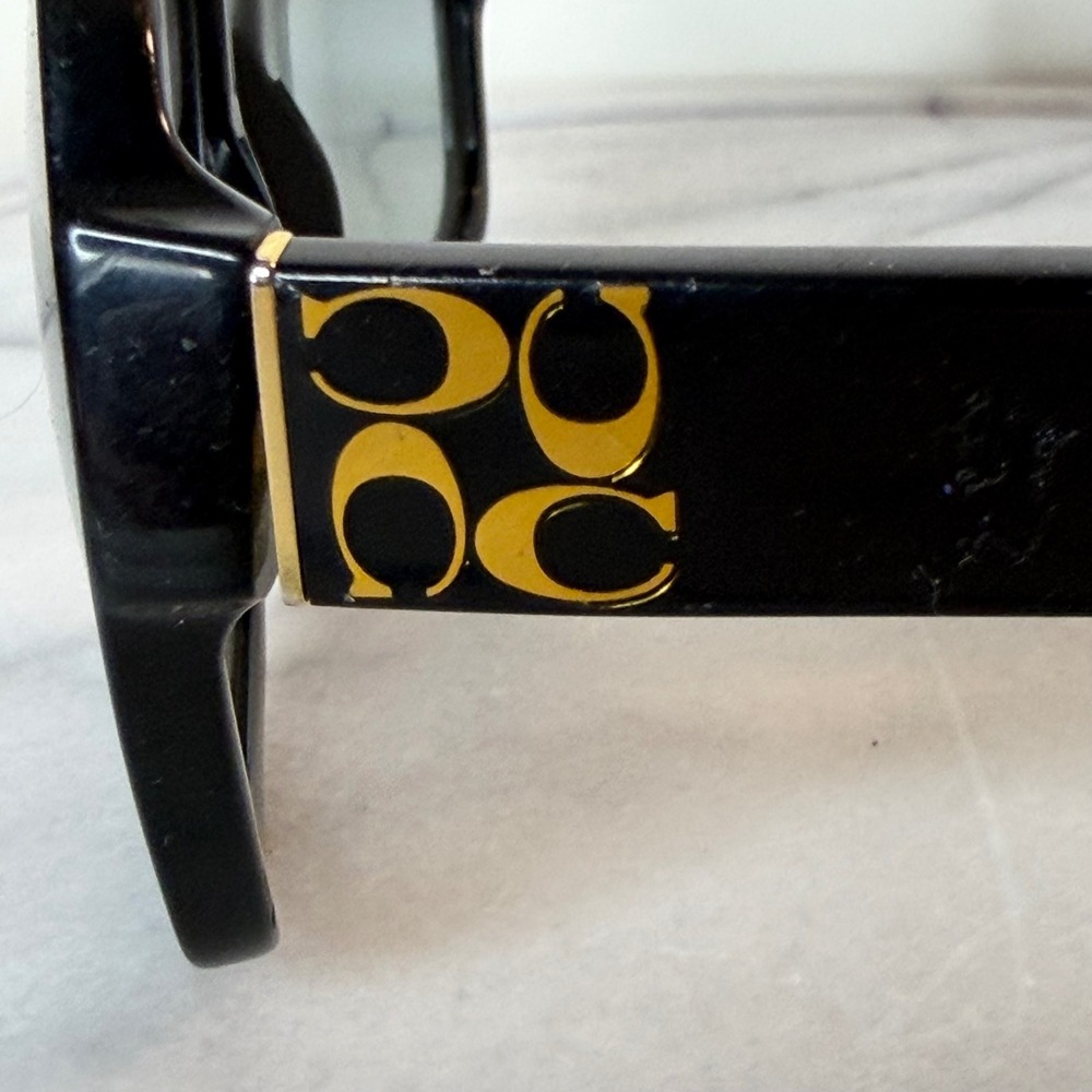 Coach Megan Sunglasses HC 8044 Black Oversized Square Gold Signature C Logo - Picture 4 of 6